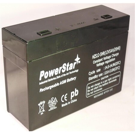 Powerstar 12V, 5Ah Recessed Spade Replaces Csb China Storage Battery Sla0093 HZS12-5-22